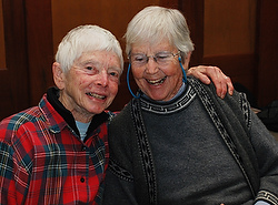 Sr. Anne Montgomery, left, participated in six so-called Plowshares actions to protest nuclear weapons between 1980 and 2009. She is pictured with Sr. Megan Rice in a 2010 photo. (CNS/Ground Zero Center for Nonviolent Action)