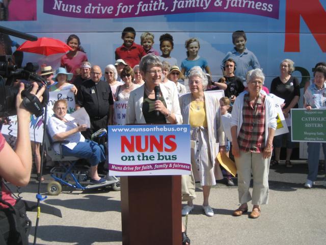 Sr. Simone Campbell speaks in Ames, Iowa. (Sue Stanton)