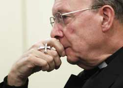 Archbishop Andre-Joseph Leonard of Mechelen-Brussels, Belgium, testifies before the parliamentary committee hearing on child sexual abuse at the Belgian Parliament in Brussels Dec. 22. (CNS photo/Thierry Roge, Reuters)