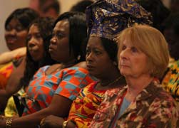 Women listen to a presentation Feb. 13 by Ghanaian Cardinal Peter Turkson, president of the Pontifical Council for Justice and Peace. He spoke on the first day of the 2011 annual Catholic Social Ministry Gathering in Washington. (CNS photo/Bob Roller)