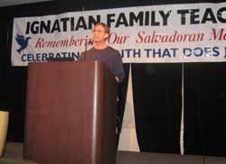 Jesuit Fr. Mark Ravizza addressing the Ignatian Family Teach-In for Justice (photos by Cole Stangler)