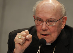 Cardinal William J. Levada at the press conference at the Vatican Oct. 20. (CNS/Reuters)
