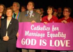 Catholics for Marriage Equality at the Holiday Inn, Portland, Maine on election night. (Chuck Colbert photo)