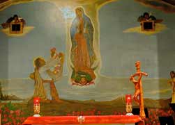 Detail of the mural that was covered up at Denver's Our Lady of Guadalupe Parish.