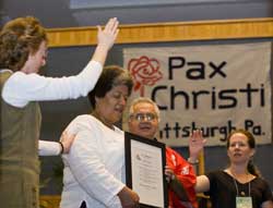 Zavala at Pax Christi gathering (CNS photo)