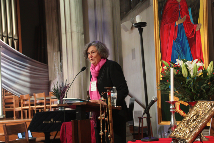 Phyllis Zagano speaks at the Women & Diaconal Ministry Conference, sponsored by the St. Phoebe Center for the History of the Deaconess, on Dec. 6, 2014, at Union Theological Seminary in New York. (Courtesy of St. Phoebe Center for the History of the Deaconess)