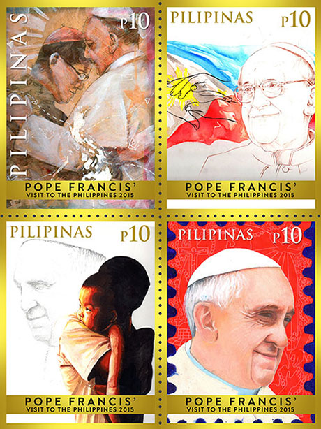 The Philippine Postal Corporation is issuing a block of four stamps to commemorate Pope Francis' planned visit to the country Jan. 15-19.