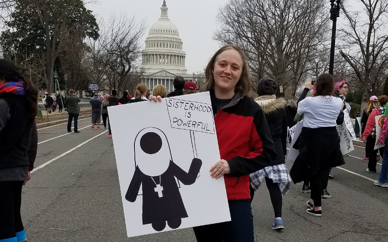 Sr. Colleen Gibson poses near the Capitol in Washington, D.C., Jan. 21. (Submitted photo)