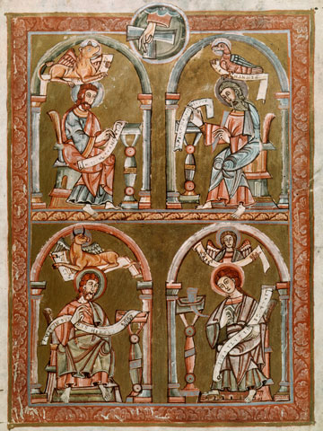 The four evangelists are depicted in an 11th-century Bohemian illumination. (Newscom/AKG-Images)