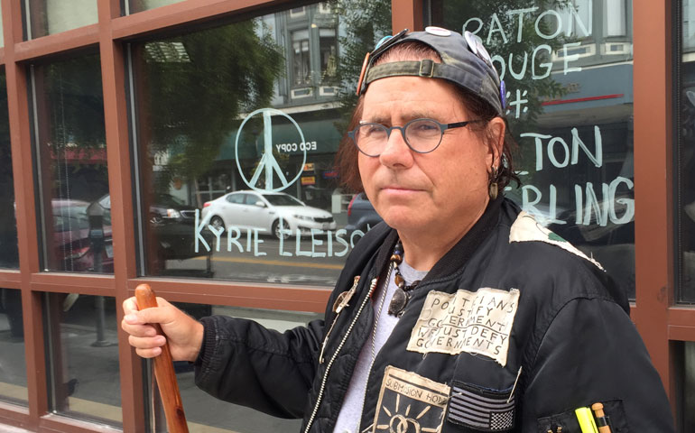 The Rev. River Sims on a San Francisco sidewalk