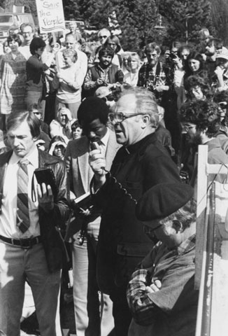Archbishop* Raymond Hunthausen participates in a Way of the Cross in April 1982. (NCR photo/Gordon Oliver)