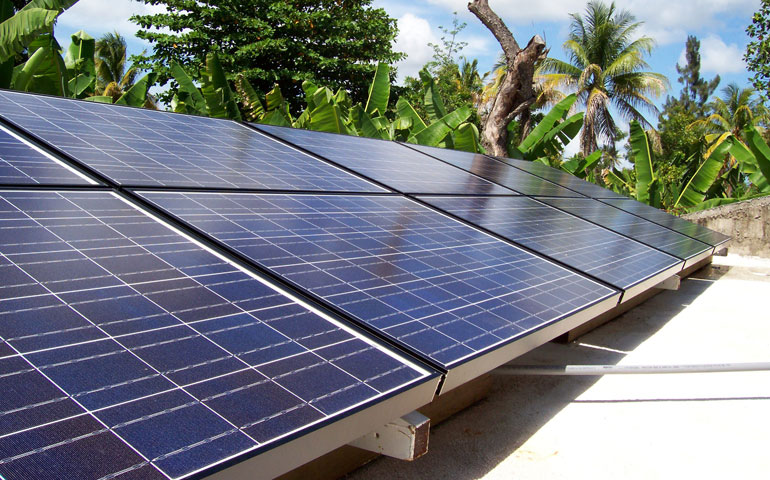 Frank Bergh's professional chapter of Engineers Without Borders installed this 9.5-kilowatt solar panel system on the roof of a birthing clinic in Haiti in 2009. (Frank Bergh)