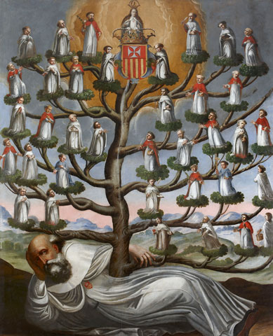 “The Genealogical Tree of the Mercedarian Order” by an unidentified artist in the mid-18th century is part of the Carl and Marilynn Thoma Collection at the Art Institute of Chicago. (Courtesy of the Art Institute of Chicago)