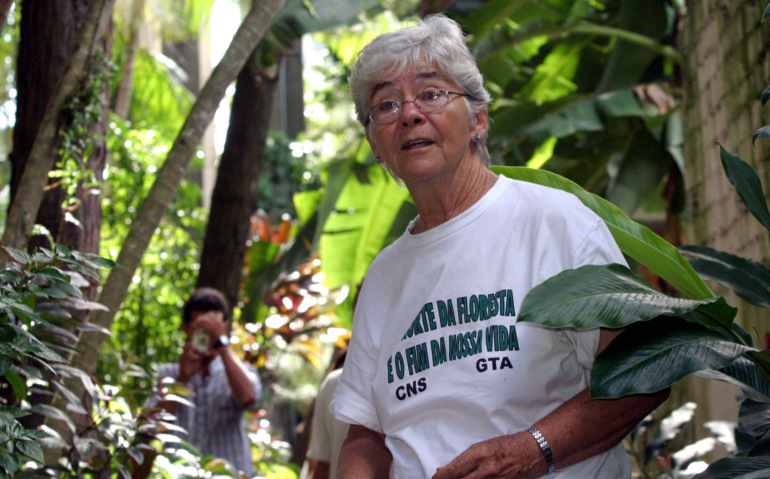 Sr. Dorothy Stang, a member of the Sisters of Notre Dame de Namur, is pictured in a 2004 file photo in Belem, northern Brazil. The nun was 73 when she was murdered Feb. 12, 2005, on an isolated road near the Brazilian town of Anapu. (CNS photo/Reuters)