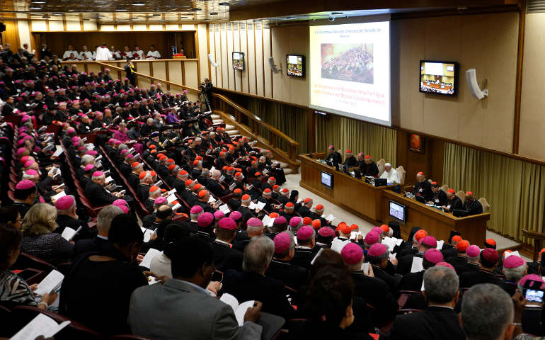 Prayer opens the Synod of Bishops on the family at the Vatican Oct. 5. (CNS/Paul Haring) 