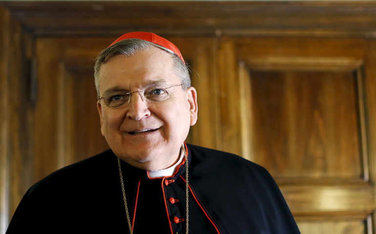 Cardinal Raymond Burke attends a news conference by the conservative Catholic group "Voice of the Family" in Rome on Oct. 15, 2015. (Photo courtesy of Reuters/Alessandro Bianchi)