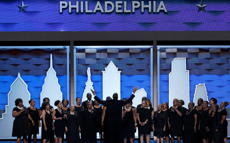 A choir performs before the start of the first day of the Democratic National Convention in Philadelphia on July 25, 2016. (Photo courtesy of REUTERS/Mike Segar)
