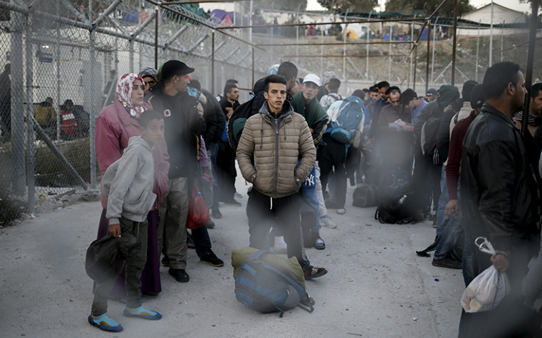 Refugees and migrants wait to be registered at the Moria refugee camp on the Greek island of Lesbos, on Nov. 5, 2015. (Photo courtesy of Reuters/Alkis Konstantinidis/File Photo)
