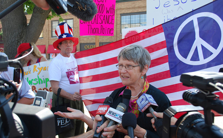 Sr. Simone Campbell in Janesville, Wis., in 2012. (RNS/Phil Haslanger)