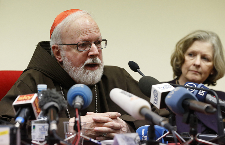 Cardinal Sean P. O’Malley of Boston, head of the Pontifical Commission for the Protection of Minors, speaks at a news conference at the Pontifical Gregorian University in Rome on Feb. 16, 2015. (Paul Haring/CNS)