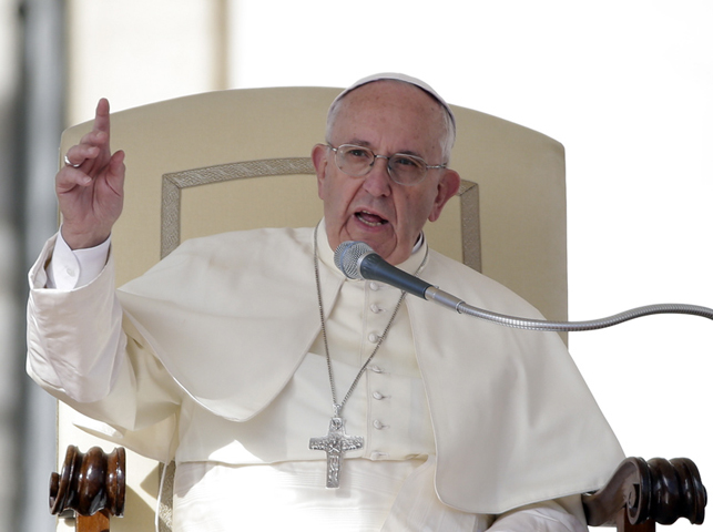 Pope Francis gestures as he speaks during his weekly general audience in St. Peter’s Square at the Vatican on Feb. 24, 2016. (Reuters/Max Rossi)