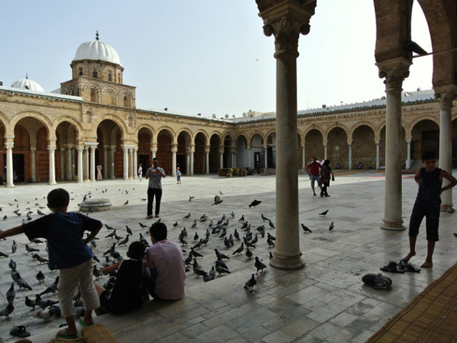 The courtyard of Zaituna Mosque, the central mosque in Tunis, on Aug. 30, 2013. (Religion News Service/Tom Heneghan)