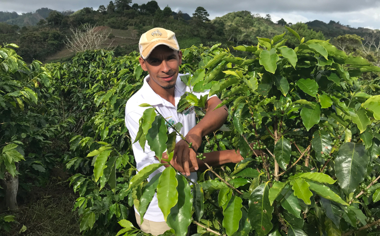 Moises García farms coffee in the hamlet of Zapote in western Honduras, where he says at least 20 people have left in 2018. (David Agren)