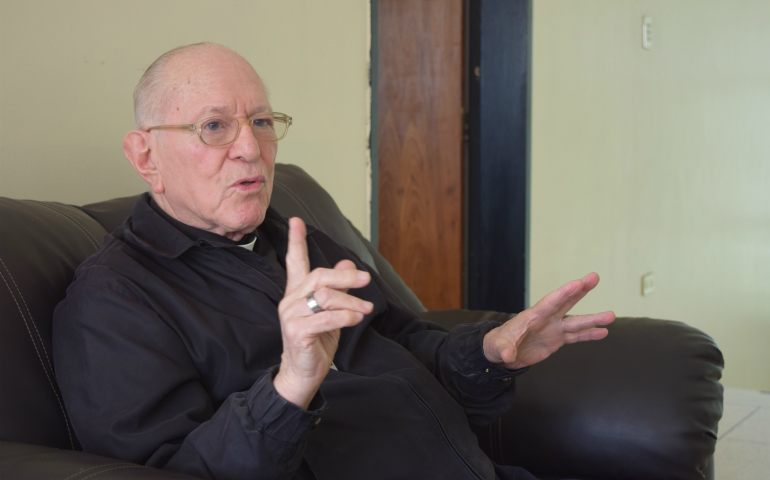 Retired Archbishop Ramon Ovidio Perez Morales of Los Teques, Venezuela, speaks during a March 9 interview at San Jose Seminary in Caracas. (CNS photo/Cody Weddle)