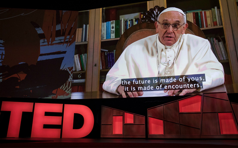 In a video, Pope Francis addressed the TED2017 conference on April 25, 2017, in Vancouver, BC, Canada. (Creative Commons/Bret Hartman/TED)