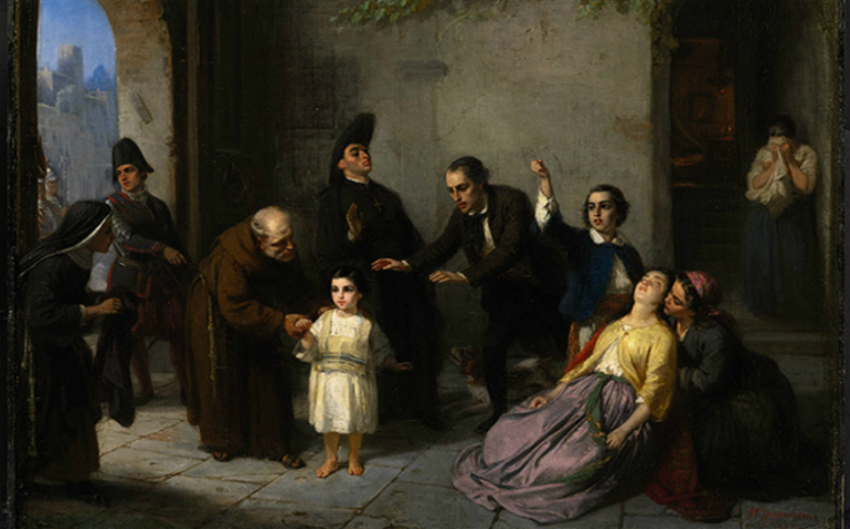 “The Kidnapping of Edgardo Mortara” painting by Moritz Daniel Oppenheim from 1862. (Creative Commons)