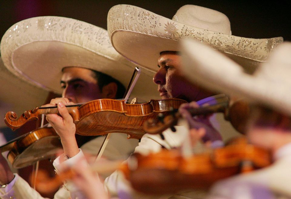 Mariachis Sol de Mexico perform during a program honoring Our Lady of Guadalupe at the Cathedral of Our Lady of the Angels Dec. 11, 2005, in downtown Los Angeles. (CNS/Greg Tarczynski)