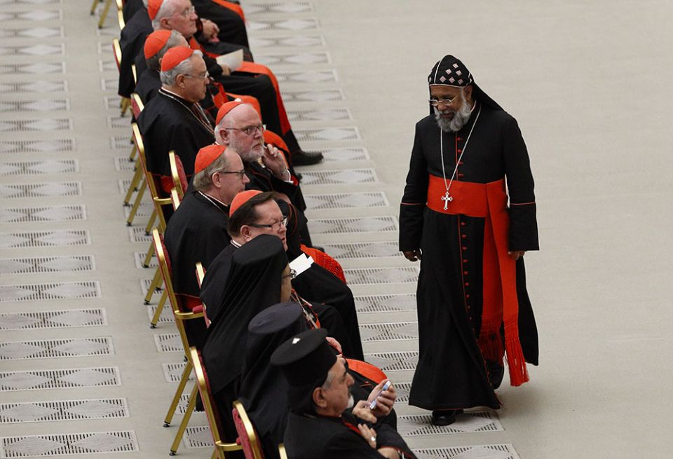 Cardinals Baselios Cleemis Thottunkal of Trivandrum, India, major archbishop of the Syro-Malankara Catholic Church, walks to his seat during an event marking the 50th anniversary of the Synod of Bishops in Paul VI hall at the Vatican Oct. 17, 2015. (CNS) Cardinals Baselios Cleemis Thottunkal of Trivandrum, India, major archbishop of the Syro-Malankara Catholic Church, walks to his seat during an event marking the 50th anniversary of the Synod of Bishops in Paul VI hall at the Vatican Oct. 17, 2015. (CNS)