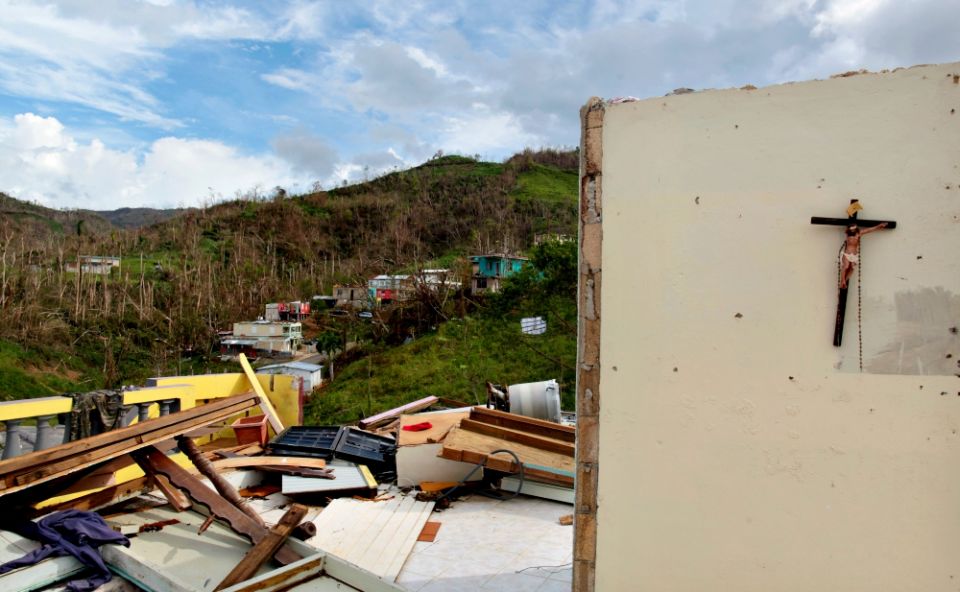 A crucifix hangs on the wall of a destroyed house Oct. 5 in San Lorenzo, Puerto Rico, after Hurricane Maria. (CNS/Reuters/Alvin Baez) A crucifix hangs on the wall of a destroyed house Oct. 5 in San Lorenzo, Puerto Rico, after Hurricane Maria. (CNS/Reuters/Alvin Baez)