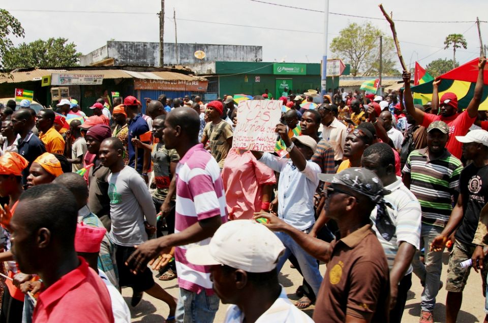 Opposition supporters take part during a protest Sept. 20, 2017, in Lomé, Togo, calling for the immediate resignation of Togolese President Faure Gnassingbé. (CNS/Reuters) Opposition supporters take part during a protest Sept. 20, 2017, in Lomé, Togo, calling for the immediate resignation of Togolese President Faure Gnassingbé. (CNS/Reuters)