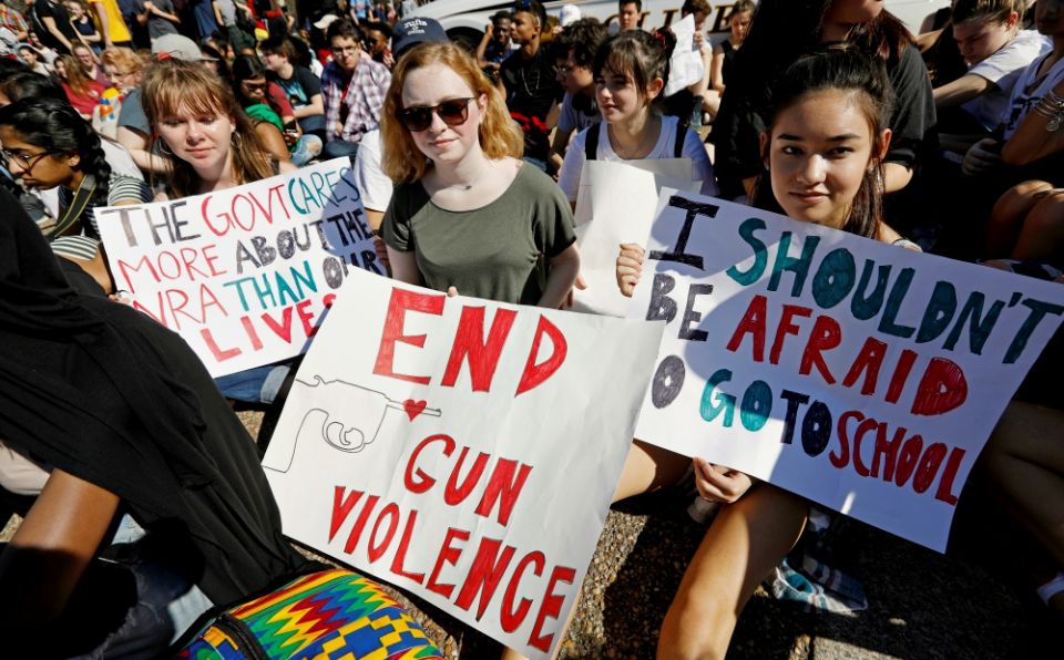 Students who walked out of classes from Montgomery County Public Schools in Maryland protest against gun violence in front of the White House Feb. 21 in Washington. (CNS/Reuters/Kevin Lamarque) Students who walked out of classes from Montgomery County Public Schools in Maryland protest against gun violence in front of the White House Feb. 21 in Washington. (CNS/Reuters/Kevin Lamarque)