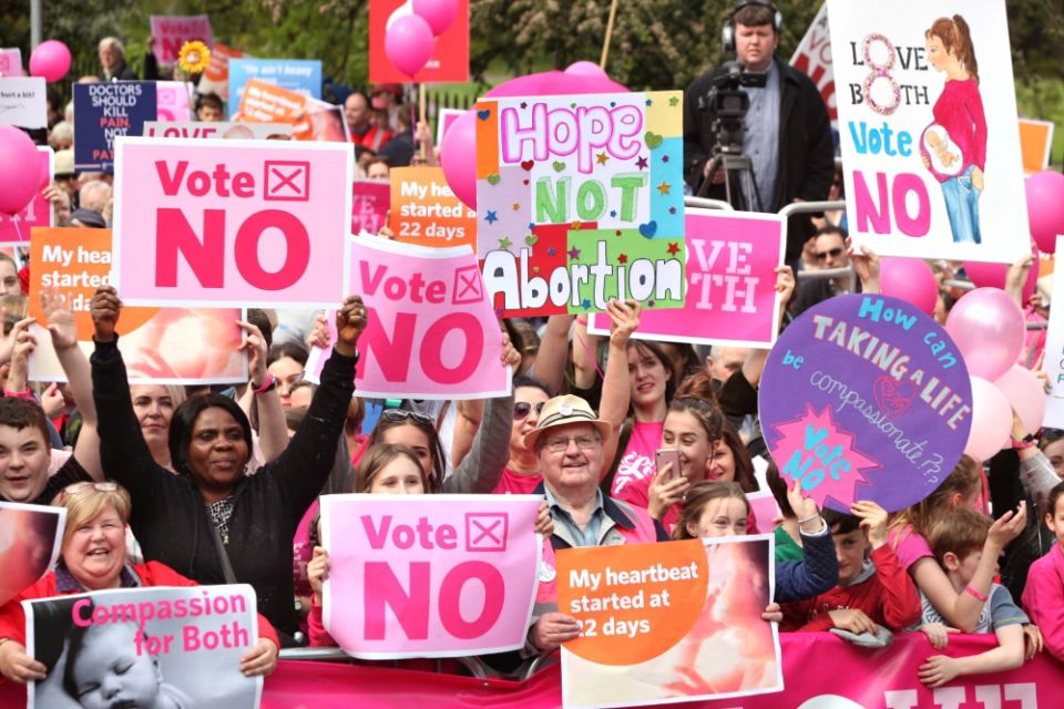 Thousands gather in Dublin May 12 to say "Love Both" and "Vote No" ahead of the referendum to repeal Ireland's abortion ban. (CNS/John McElroy) Thousands gather in Dublin May 12 to say "Love Both" and "Vote No" ahead of the referendum to repeal Ireland's abortion ban. (CNS/John McElroy)