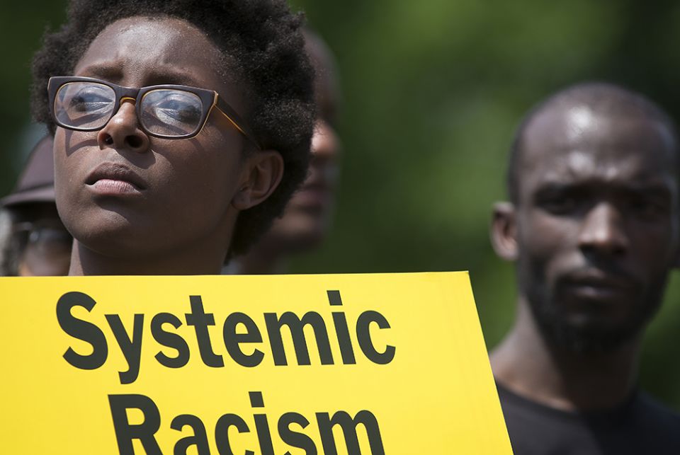 Protesters are seen near Capitol Hill May 21, 2018, in Washington to demand elected officials take immediate steps to confront systemic racism. (CNS/Tyler Orsburn)
