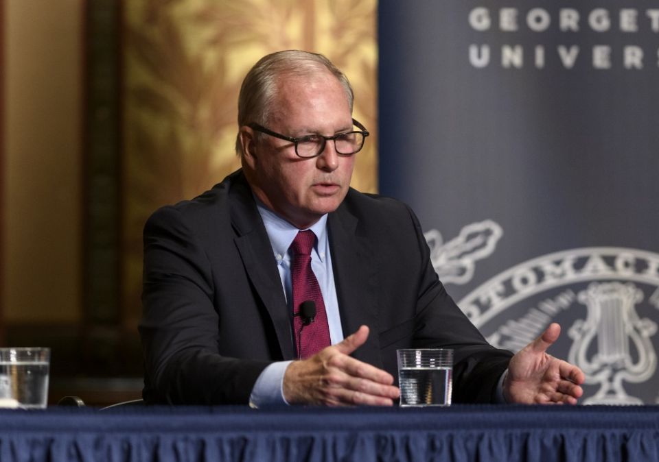 Kevin Byrnes, a survivor of clergy sexual abuse, speaks during the dialogue "Confronting a Moral Catastrophe: Lay Leadership, Catholic Social Teaching, and the Sexual Abuse Crisis" at Georgetown University Sept. 25 in Washington. (Georgetown University) Kevin Byrnes, a survivor of clergy sexual abuse, speaks during the dialogue "Confronting a Moral Catastrophe: Lay Leadership, Catholic Social Teaching, and the Sexual Abuse Crisis" at Georgetown University Sept. 25 in Washington. (Georgetown University)