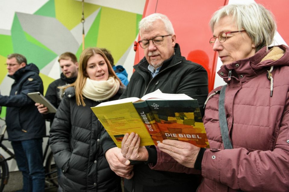 Demonstrators stand outside the German bishops' spring meeting in Lingen March 11. The sexual abuse scandal and demands for reform have changed the German church, Munich Cardinal Reinhard Marx said March 14. (CNS/KNA/Harald Oppitz)