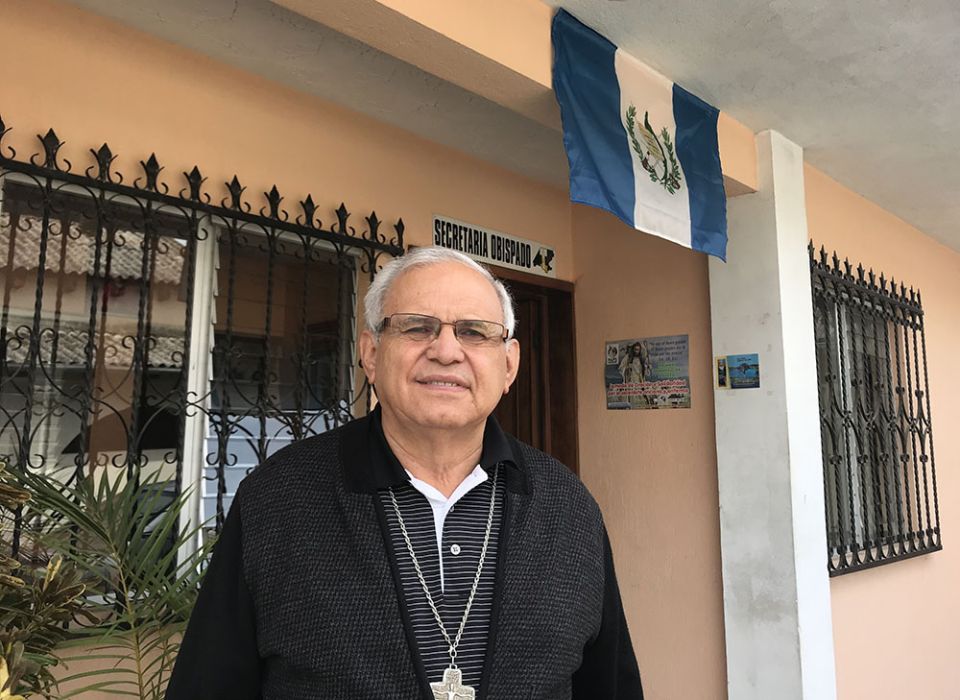 Guatemalan Cardinal Álvaro Ramazzini Imeri outside his diocesan office in Huehuetenango in 2019 (CNS/David Agren)