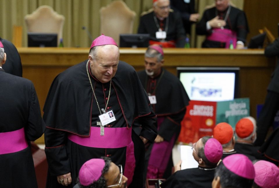 Bishop Robert McElroy of San Diego arrives for the first session of the Synod of Bishops for the Amazon at the Vatican Oct. 7. (CNS/Paul Haring)