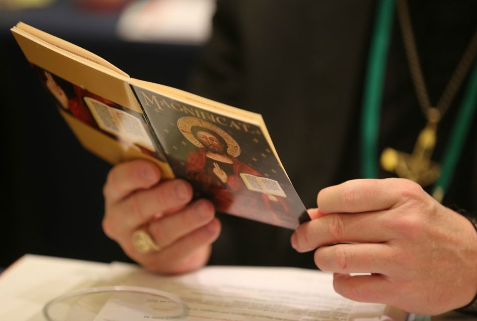 A bishop attends morning prayer at the fall general assembly of the U.S. Conference of Catholic Bishops Nov. 12 in Baltimore. (CNS/Bob Roller) A bishop attends morning prayer at the fall general assembly of the U.S. Conference of Catholic Bishops Nov. 12 in Baltimore. (CNS/Bob Roller)