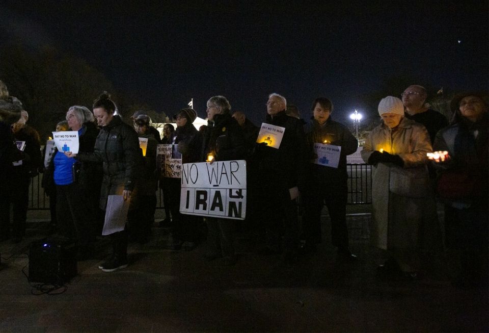 People gather Jan. 6 near the White House in Washington during a candlelight vigil to call for peaceful solutions to rising tensions between the United States and Iran. (CNS/Tyler Orsburn) People gather Jan. 6 near the White House in Washington during a candlelight vigil to call for peaceful solutions to rising tensions between the United States and Iran. (CNS/Tyler Orsburn)