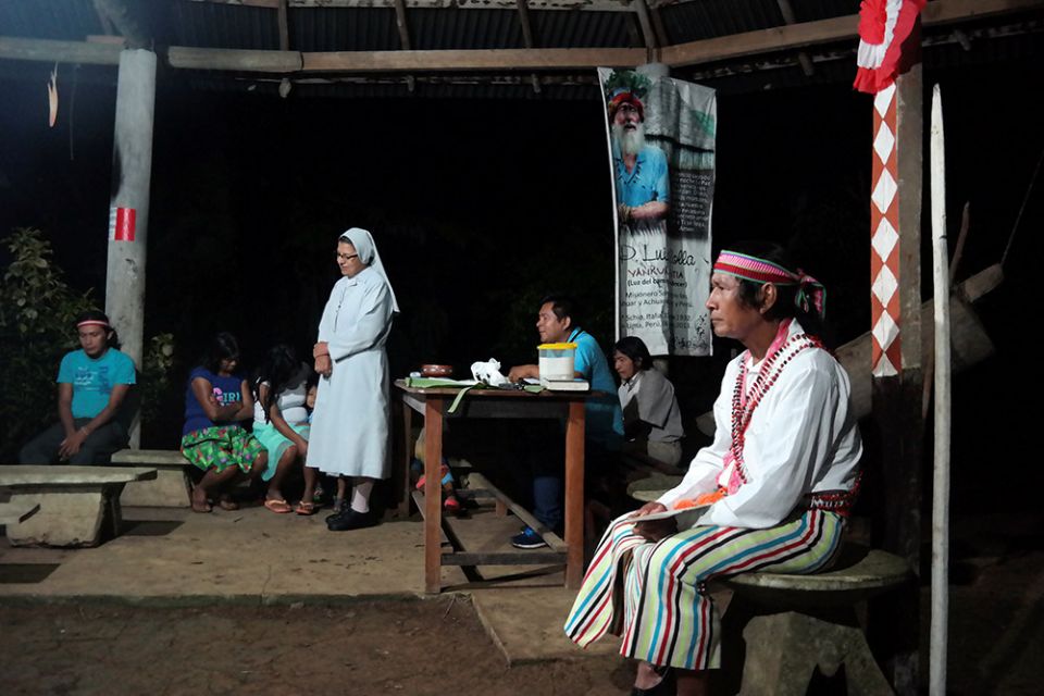 Deacon Shainkiam Yampik Wananch leads a liturgy with indigenous Achuar people at a chapel in Wijint, a village in the Peruvian Amazon, Aug. 20, 2019. (CNS/Reuters/Maria Cervantes) Deacon Shainkiam Yampik Wananch leads a liturgy with indigenous Achuar people at a chapel in Wijint, a village in the Peruvian Amazon, Aug. 20, 2019. (CNS/Reuters/Maria Cervantes)