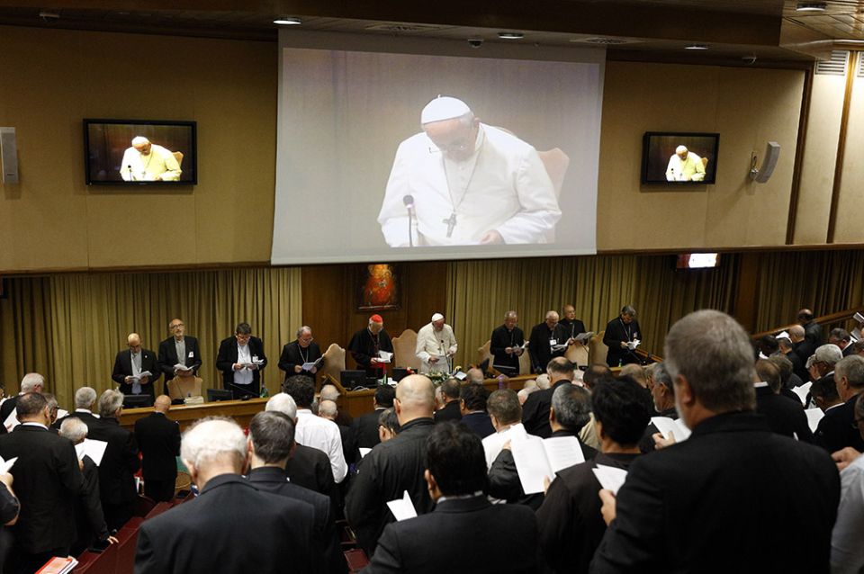 Pope Francis leads a session of the Synod of Bishops for the Amazon at the Vatican Oct. 15, 2019. (CNS/Paul Haring) Pope Francis leads a session of the Synod of Bishops for the Amazon at the Vatican Oct. 15, 2019. (CNS/Paul Haring)