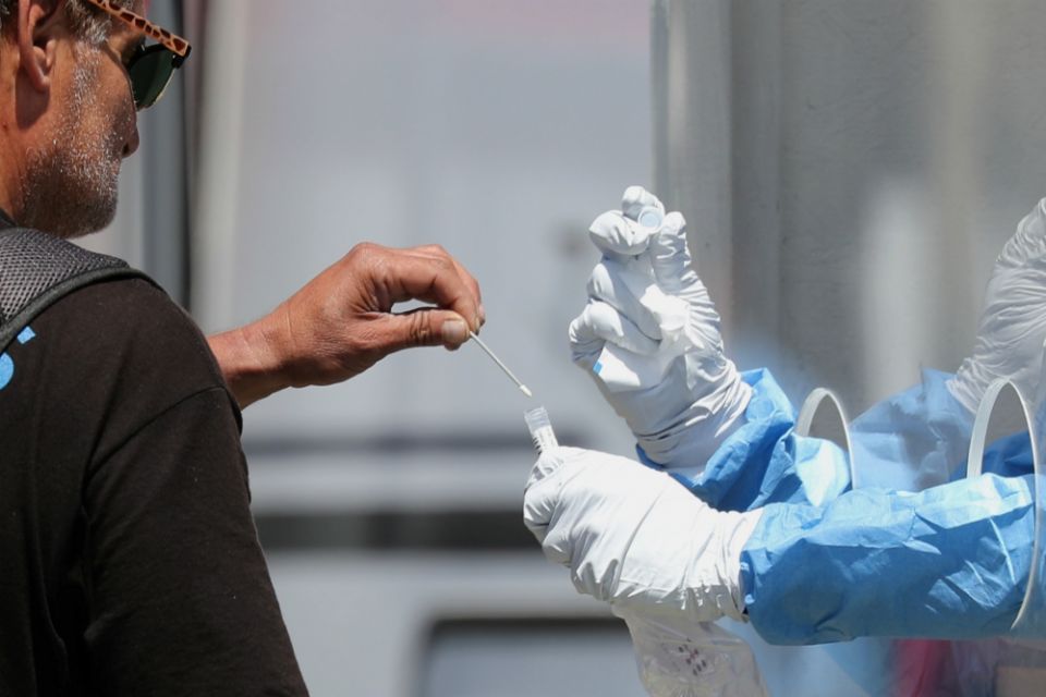 A homeless man in Los Angeles is tested for the coronavirus disease at a fire department testing station April 21. (CNS/Reuters/Lucy Nicholson) A homeless man in Los Angeles is tested for the coronavirus disease at a fire department testing station April 21. (CNS/Reuters/Lucy Nicholson)