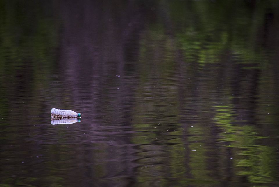 A discarded plastic bottle floats in the Anacostia River in April 2020, near Bladensburg, Maryland. (CNS/Chaz Muth) A discarded plastic bottle floats in the Anacostia River in April 2020, near Bladensburg, Maryland. (CNS/Chaz Muth)