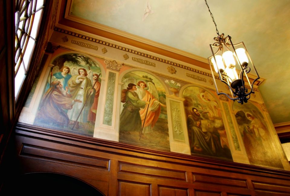Frescoes depict biblical scenes inside the Institute of Notre Dame in Baltimore. (Courtesy of Drena Fertetta) Frescoes depict biblical scenes inside the Institute of Notre Dame in Baltimore. (Courtesy of Drena Fertetta)