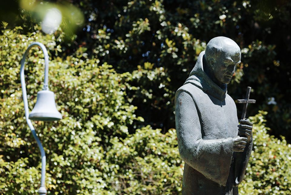 A statue of St. Junipero Serra in Sacramento, California, is seen in this 2015 file photo. It was torn down by a group of demonstrators late July 4, 2020. (CNS/Nancy Wiechec)