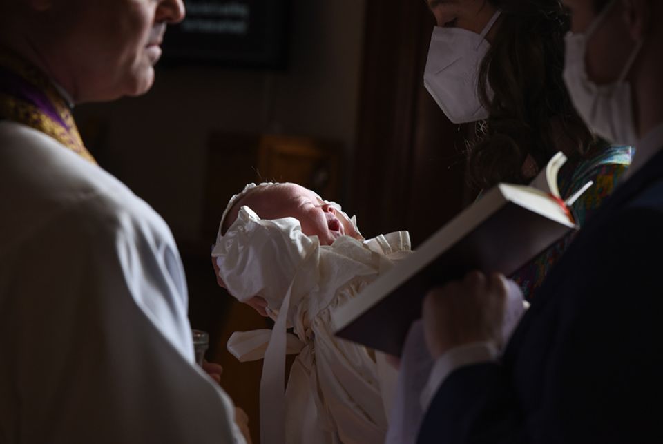 Beatrice Anne Borman is seen during her baptism April 18, 2020, at St. James Church in Falls Church, Virginia. (CNS/Zoey Maraist, Arlington Catholic Herald) Beatrice Anne Borman is seen during her baptism April 18, 2020, at St. James Church in Falls Church, Virginia. (CNS/Zoey Maraist, Arlington Catholic Herald)